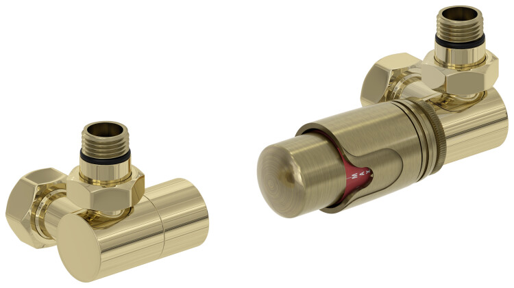 Терморегулятор, Сунержа, 3D, автоматический, G 1/2 НР х G 3/4 НГ, набор, правый, цвет-шампань