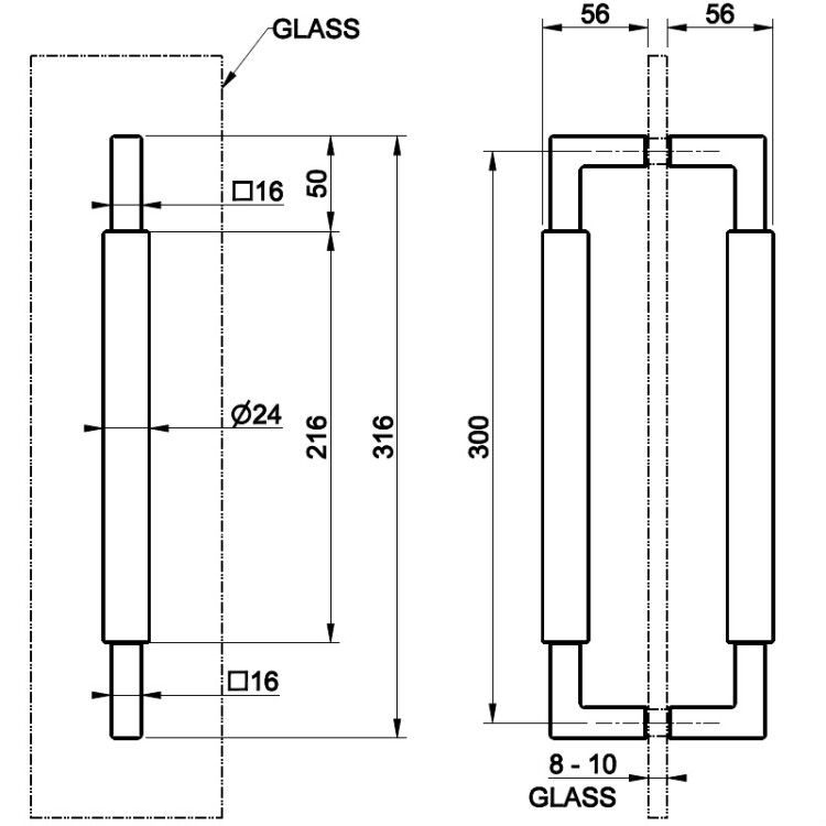 Ручка двойная Gessi Shower G Rigato 300 мм Warm Bronze PVD 67533735