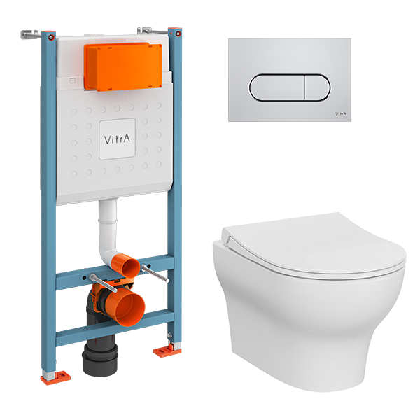 Комплект инсталляции с подвесным унитазом VitrA L-Box Zentrum Round хром глянцевый 9879B0037200