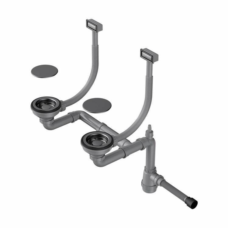 Слив-перелив для двухчашевой мойки OMOIKIRI WK-2C-GM вороненая сталь 4956498