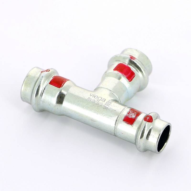 Тройник пресс редукционный Viega Prestabo SC-Contur 18х15х18 мм оцинкованная сталь 704681