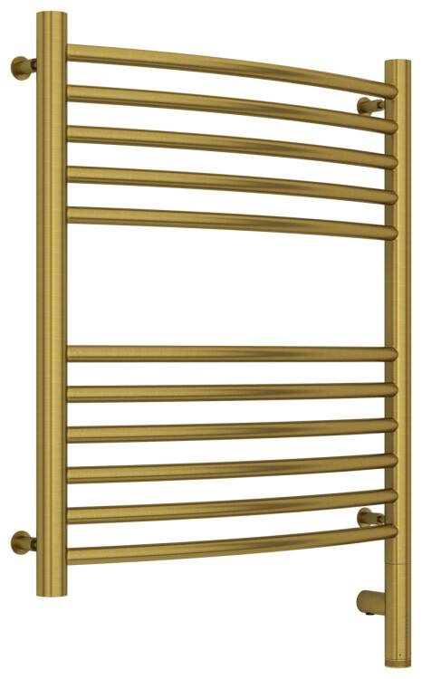 Полотенцесушитель электрический Сунержа Богема 3.0 выгнутая 600x500 мм МЭМ нижнее справа латунь состаренная 051-5803-6050