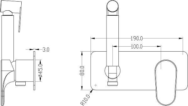 Гигиенический душ встраиваемый Boheme Spectre со смесителем белый матовый 457-MW