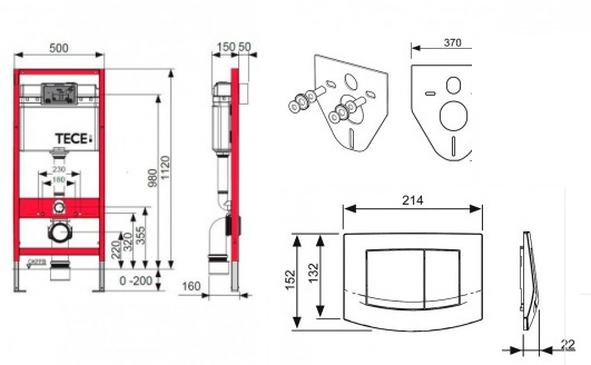 Инсталляция для унитаза TECE TECEbase 500x150x1120 мм 9400405