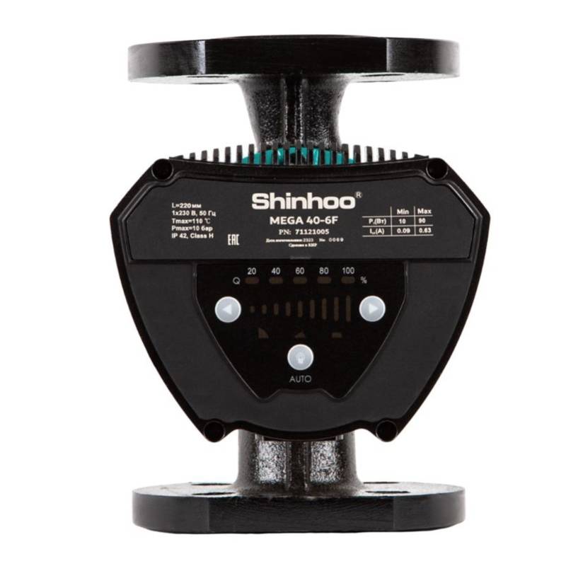 Насос циркуляционный энергосберегающий Shinhoo MEGA 40-10F фланцевый 220 В 71121006