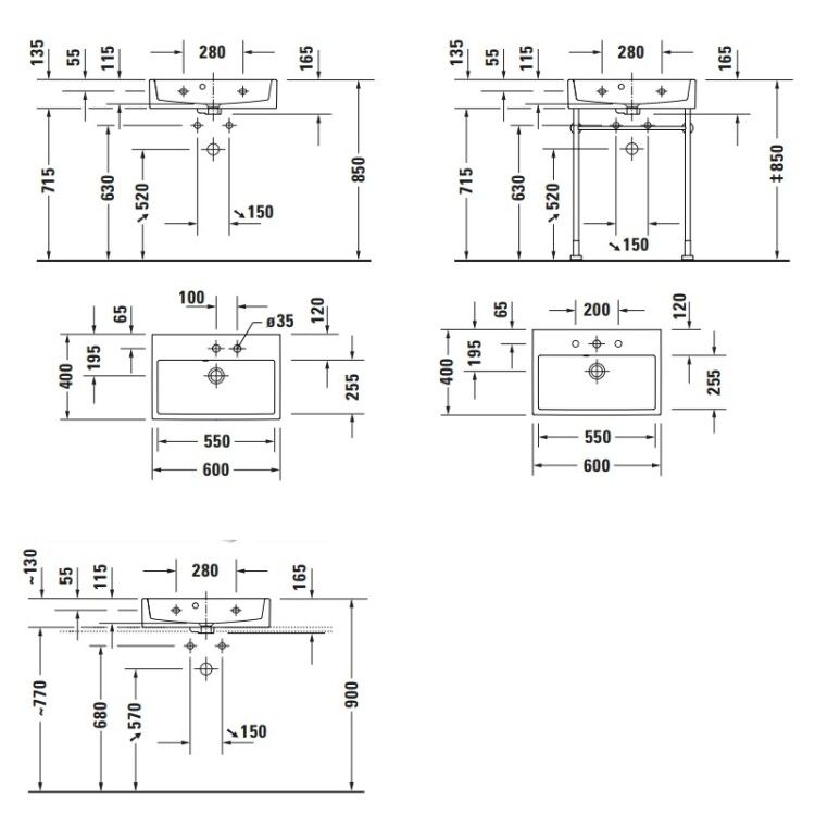 Раковина Duravit Vero Air 600x400 мм 1 отверстие под смеситель 2368600000