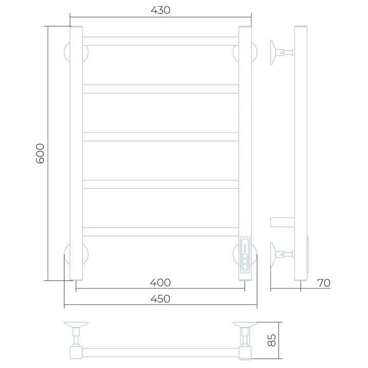 Полотенцесушитель электрический Larusso Феличия П5 400х600 мм хром 8499