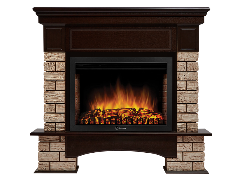 Портал для электрокамина Firelight Forte Wood 25 коричневый камень шпон темный дуб НС-1292158