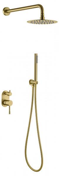 Душевой комплект Boheme Uno смеситель встраиваемый с верхним и ручным душем matt gold 464-MG