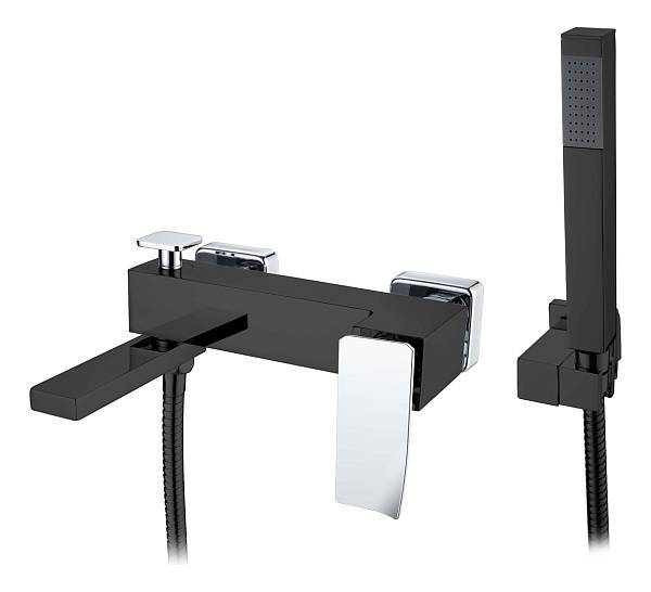 Смеситель для ванны Boheme Q настенный хром черный 143-BCR.2