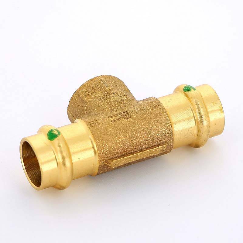 Тройник пресс-В Viega Sanpress 18х1/2х18 бронза 281359