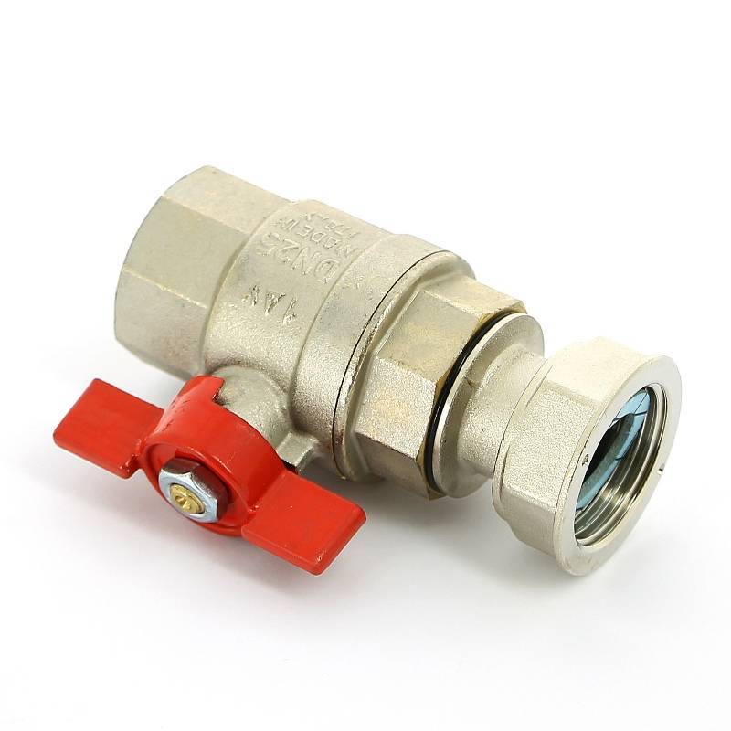 Кран шаровой Uni-Fitt 1 ВВ с накидной гайкой и уплотнением никелированный 117N4400