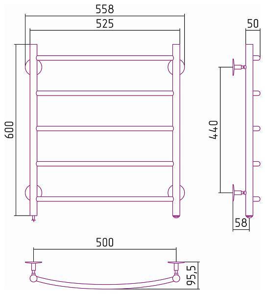 Полотенцесушитель электрический Стилье Формат 40 50x60 см 00541-6050