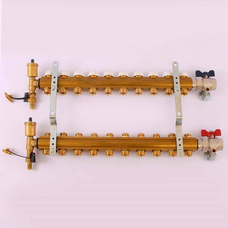 Коллекторная группа Tiemme 1x3/4 EK 10 выходов с кронштейнами и вентилями 3870036