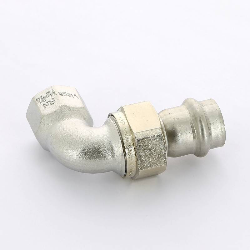 Угол разъемный пресс-В Viega Sanpress Inox 18х1/2 нержавеющая сталь 437305