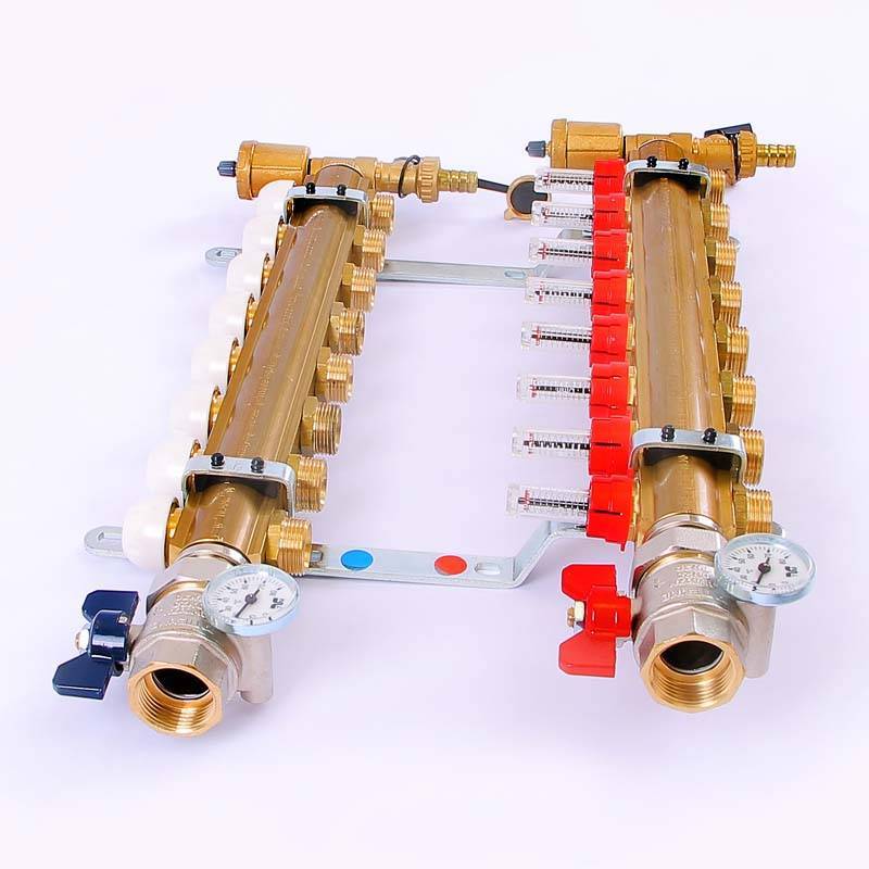 Коллекторная группа с термостатическими вентилями и расходомерами Tiemme 1x3/4 EK 8 выходов 3870003