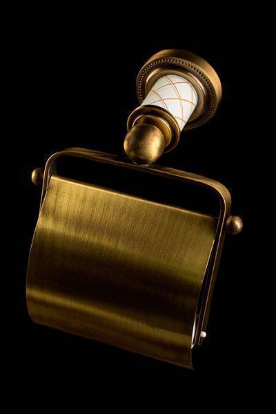 Держатель туалетной бумаги подвесной Boheme Murano с крышкой бронза 10901-W-BR