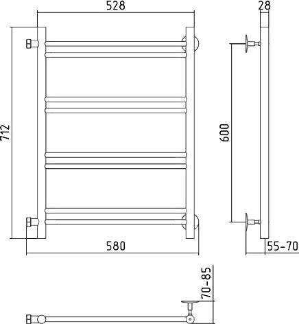 Полотенцесушитель водяной Стилье Версия-Б1 58x71,2 см без покрытия 00611-6050