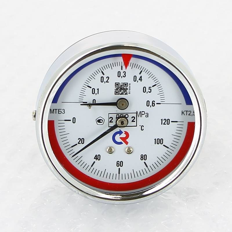 Термоманометр аксиальный Росма ТМТБ-31Т.1 80 мм 6 бар 120 °C G1/2 00000002290