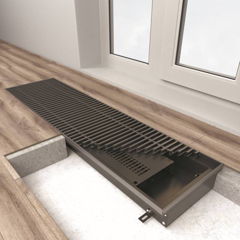 Решетка с рамкой Vitron Wilma 400x3800 мм шаг 10 мм анодированный алюминий черный ВРР.18.10.400.3800.ААЧ