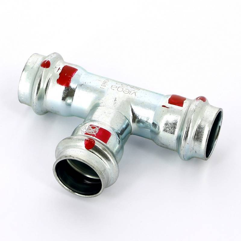 Тройник пресс Viega Prestabo оцинкованная сталь 22 мм 558635