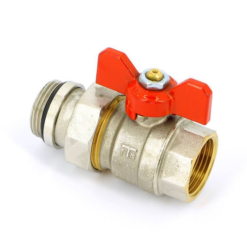 Кран шаровой Tiemme НВ с разъемным соединением для коллектора красная бабочка 1 2120013