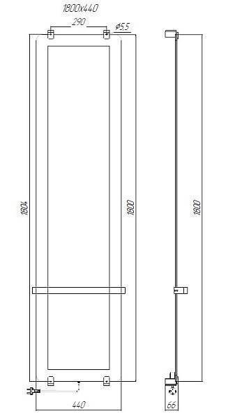 Полотенцесушитель электрический Allen Brau Infinity 180x44 см с рейлингом и креплением 00288923