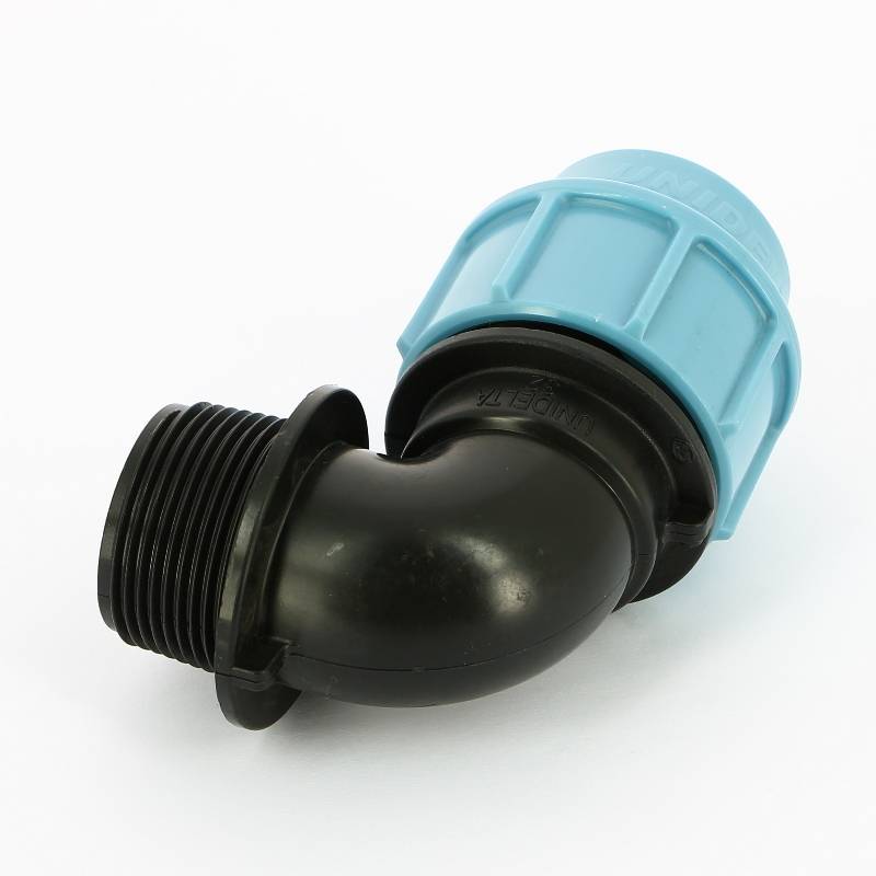 Угольник обжимной для труб ПНД Unidelta 32х1 1/4 наружная резьба 1008032005