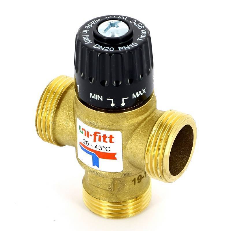 Клапан термосмесительный Uni-Fitt 1 20-43°C Kvs 1.6 боковое смешение 351G0140