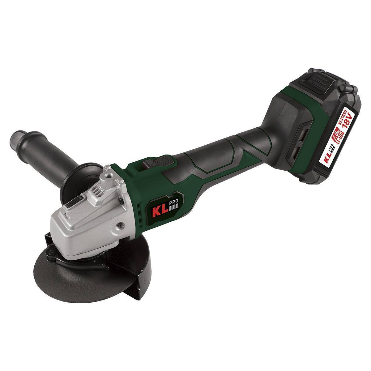 Угловая шлифовальная машина KLPRO KLAT18BS-20 аккумуляторная бесщеточная 18 В 2x2.0 Ач KLAT18BS-20