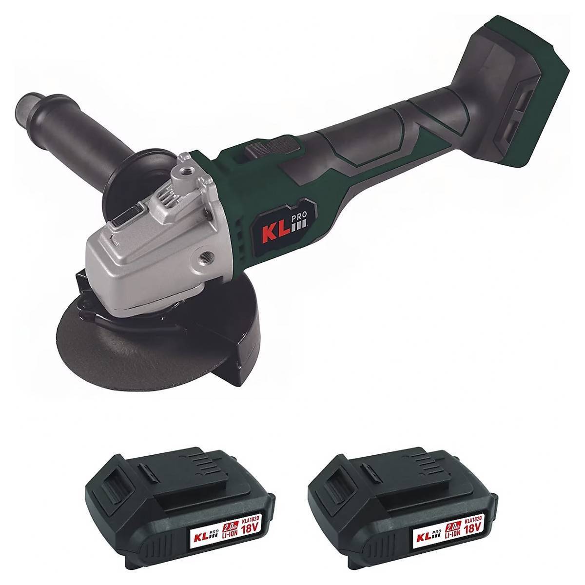 Угловая шлифовальная машина KLPRO KLAT18BS-20 аккумуляторная бесщеточная 18 В 2x2.0 Ач KLAT18BS-20