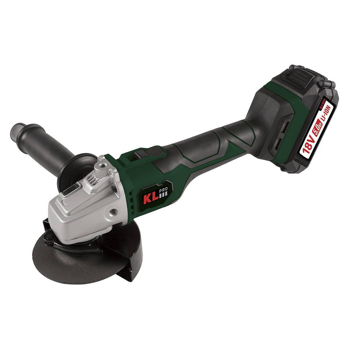 Угловая шлифовальная машина KLPRO KLAT18BS-50 аккумуляторная бесщеточная 18 В 2x5.0 Ач KLAT18BS-50