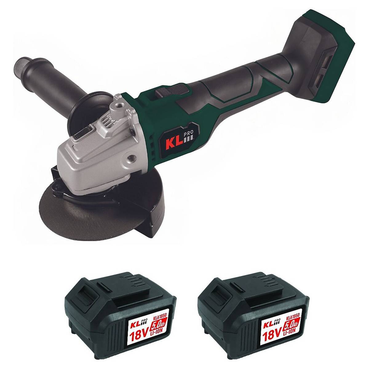Угловая шлифовальная машина KLPRO KLAT18BS-50 аккумуляторная бесщеточная 18 В 2x5.0 Ач KLAT18BS-50