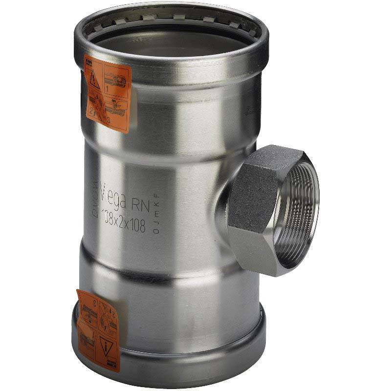 Тройник пресс Sanpress Inox XL Viega нержавеющая сталь 76.1х2х76.1 мм ВР 482879