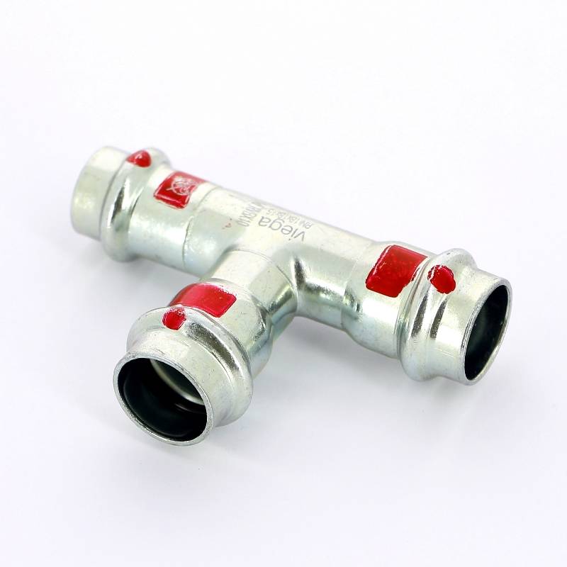 Тройник пресс редукционный Viega Prestabo SC-Contur 18х15х18 мм оцинкованная сталь 704681