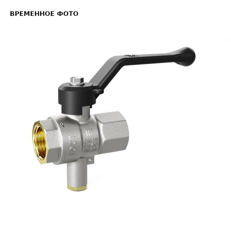 Кран шаровой LD Pride 45.341.15 с отверстием для термометра 1/2 ВР/ВР рычаг 45.341.15