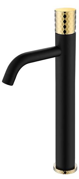 Смеситель для раковины высокий Boheme Stick Black Diamond Gold 122-BG
