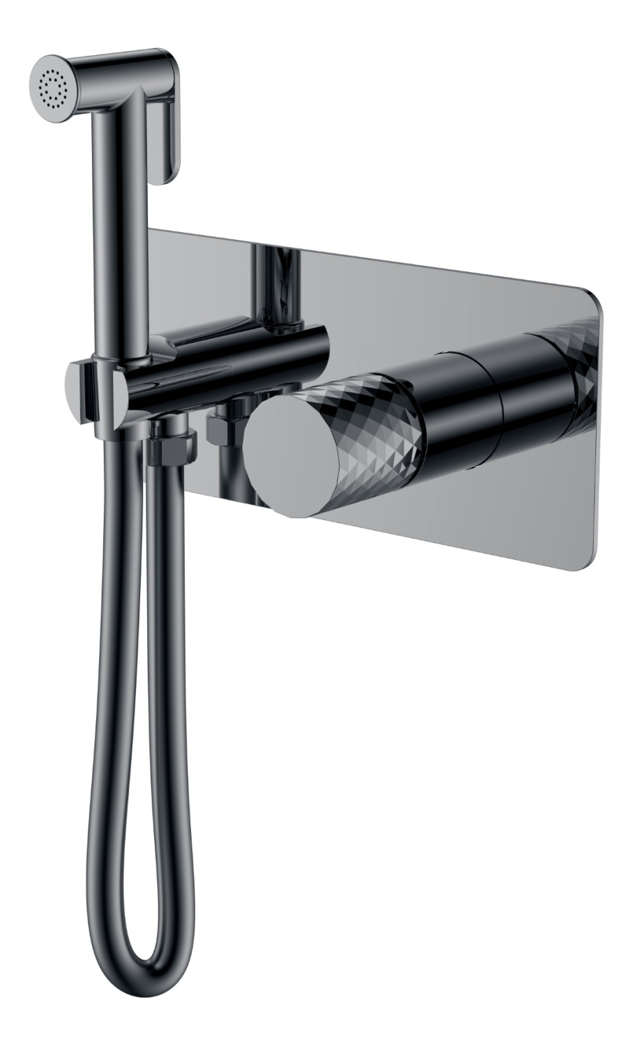 Гигиенический душ со смесителем Boheme Stick Diamond оружейная сталь глянцевая 127-SGM