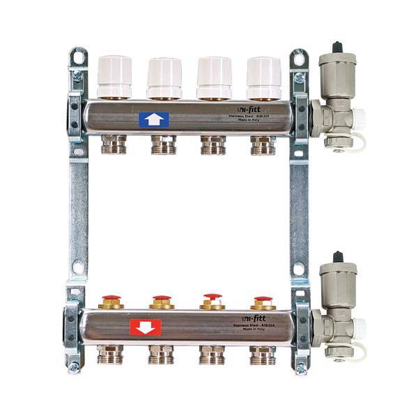 Коллекторная группа Uni-Fitt 451A 1 2 выхода 3/4 с воздухоотводчиком 451A4302