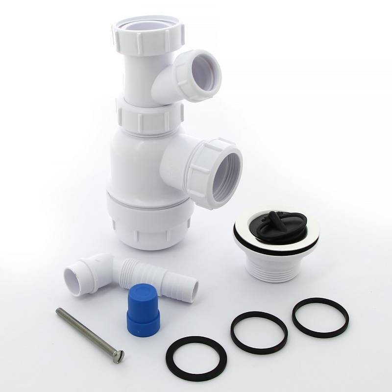 Сифон McAlpine бутылочный 1 1/2 x 40 мм с выпуском 70 мм и адаптером для слива MRSK3