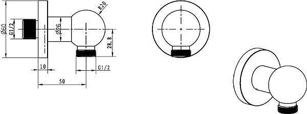 Штуцер Boheme Brillante 1/2 хром 606