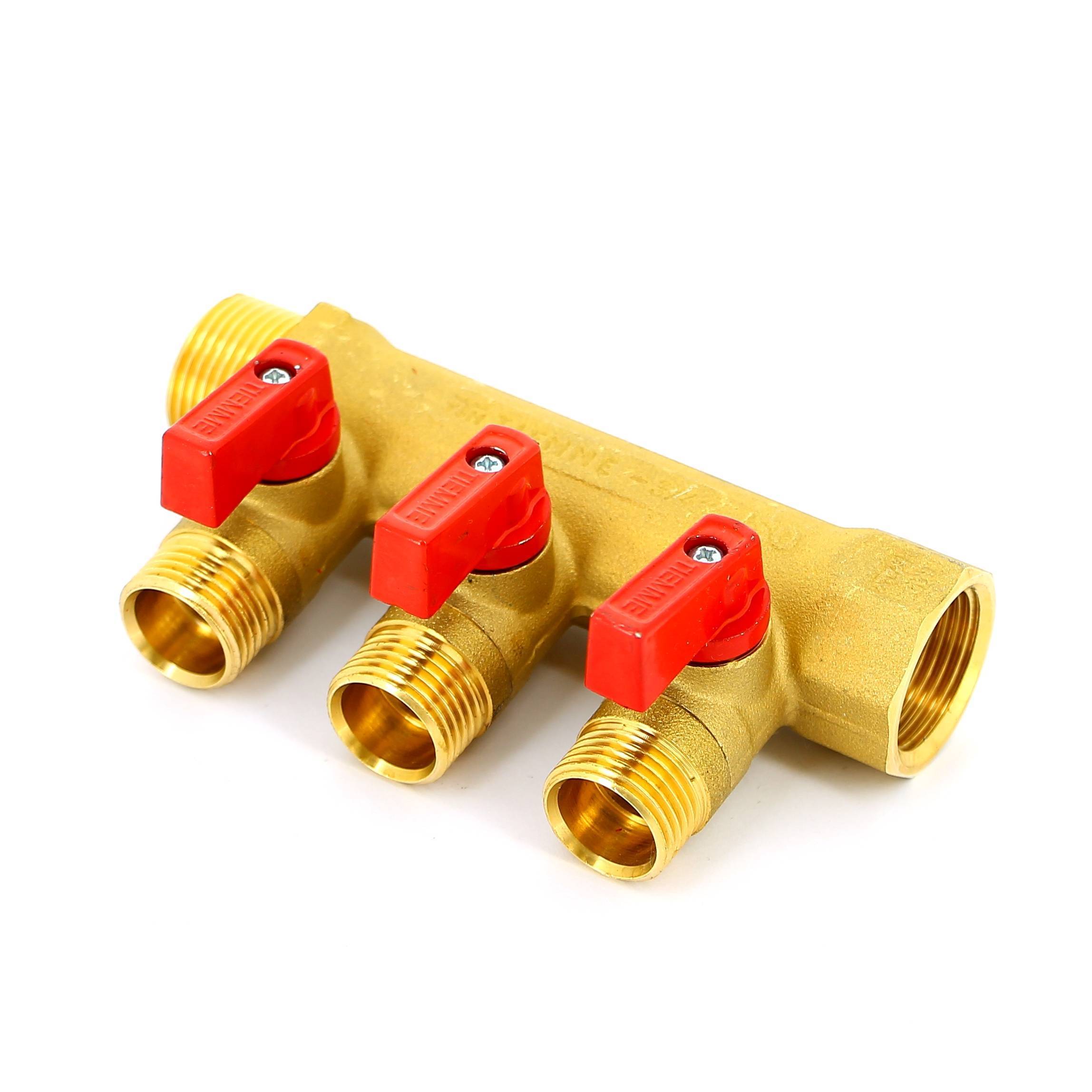 Коллектор с шаровыми кранами Tiemme 3/4х1/2 3 выхода 36 мм 1820001