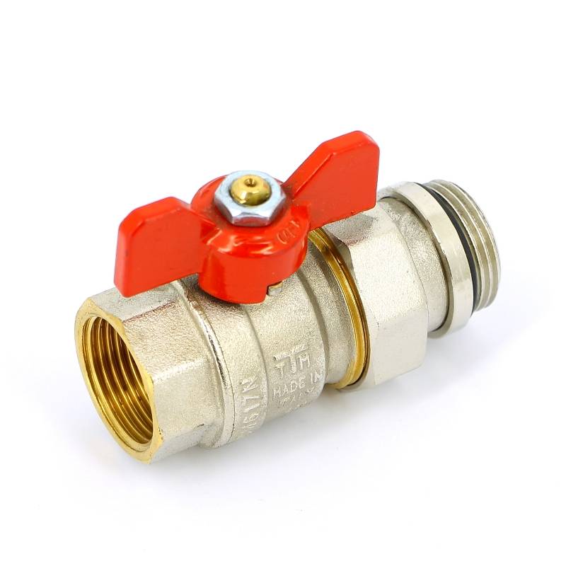 Кран шаровой Tiemme НВ с разъемным соединением для коллектора красная бабочка 1 2120013