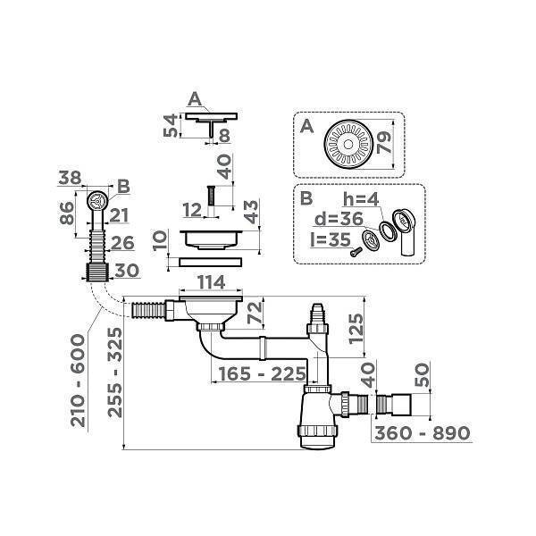 Арматура для одночашевых моек Omoikiri WK-1CL-R-AB022 с круглым переливом античная латунь 4956615