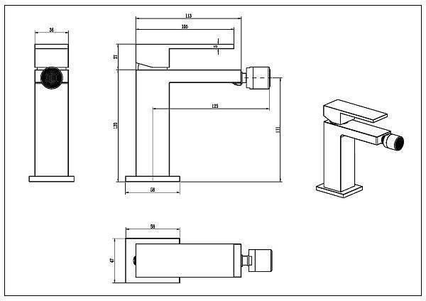 Смеситель для биде Boheme Qubic белый матовый 476-MW