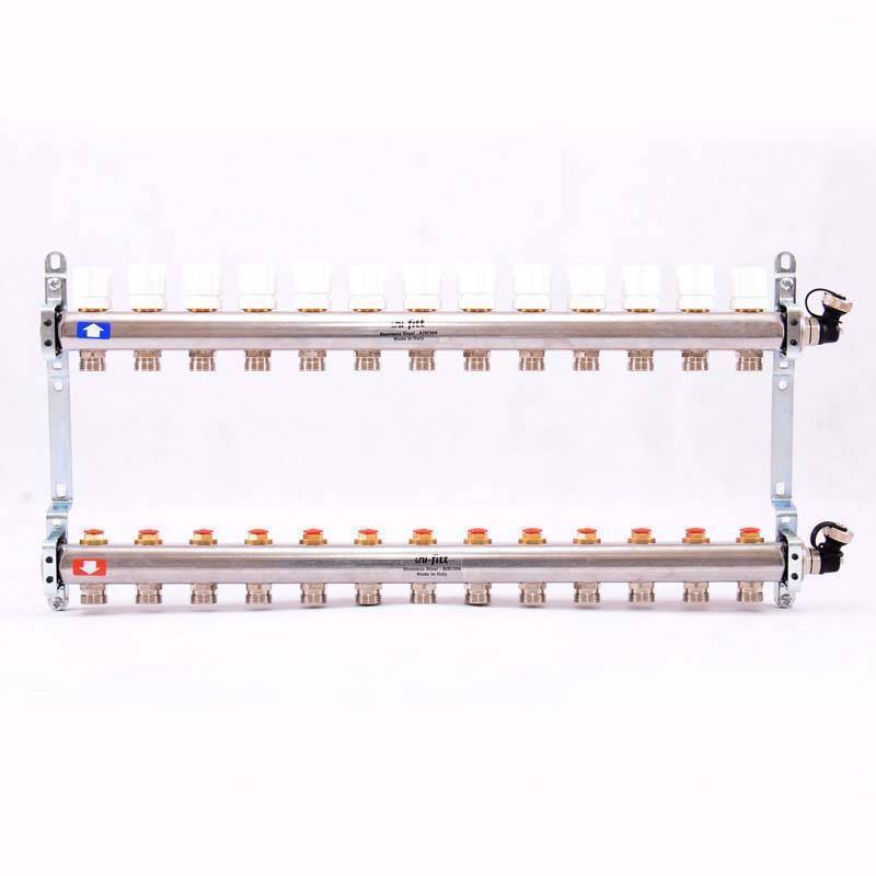 Коллекторная группа из нержавеющей стали Uni-Fitt 315S с регулировочными и термостатическими вентилями 1 x 3/4 EK 13 выходов 451I4313