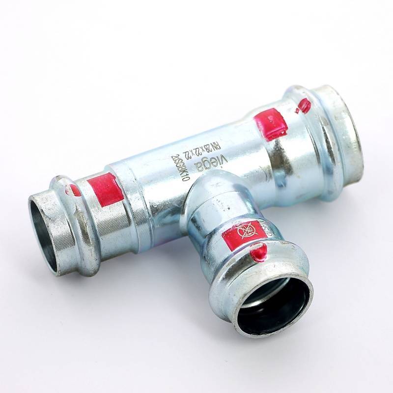 Тройник пресс Viega Prestabo оцинкованная сталь 28х22х22 мм 642693