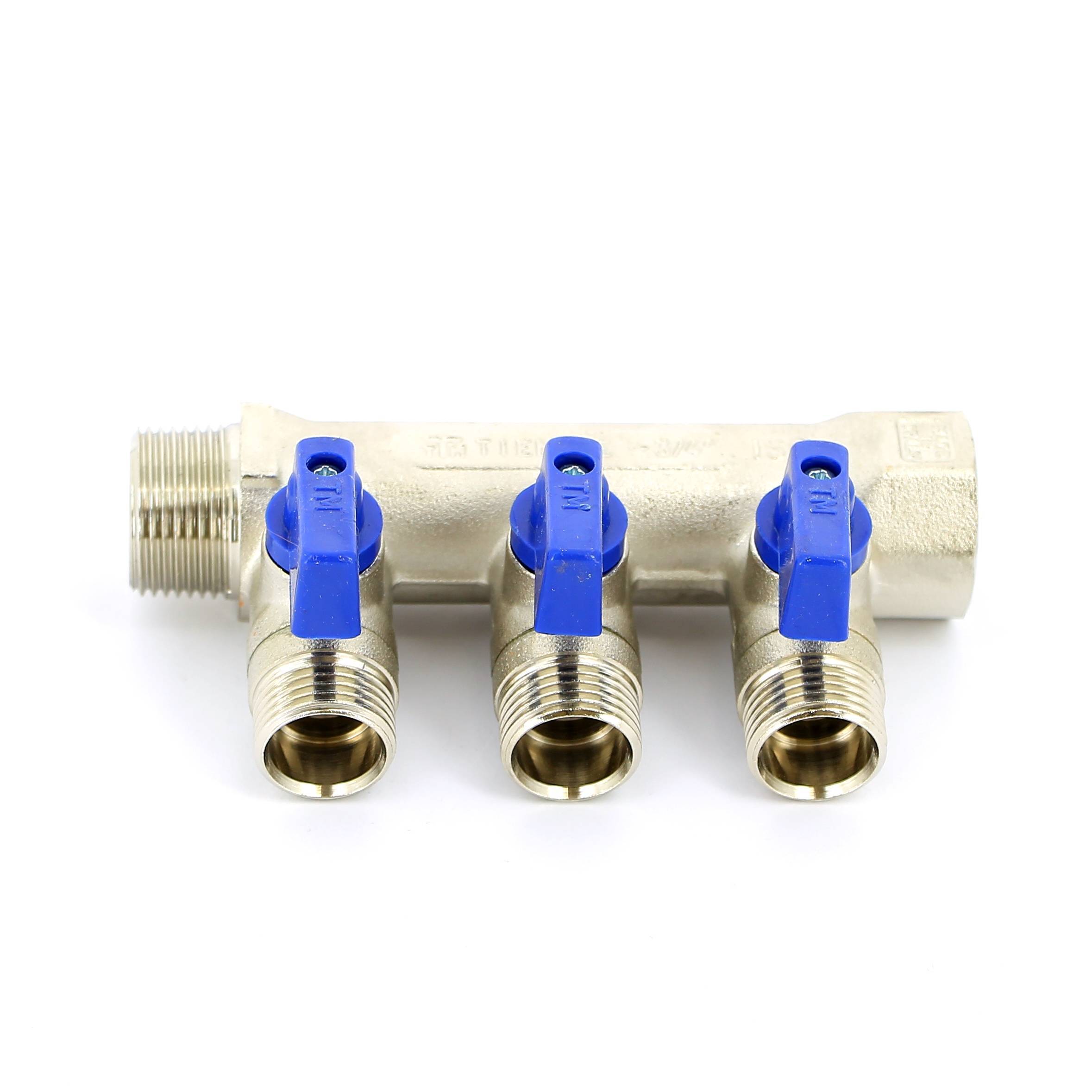 Коллектор с шаровыми кранами Tiemme 3/4х1/2 3 выхода 36 мм 1820003