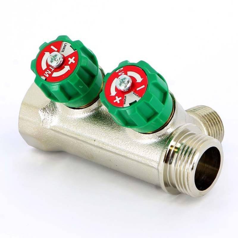 Коллектор с вентилями Uni-Fitt 3/4 4 выхода 1/2 90° 50 мм под плоскую прокладку 411N3240