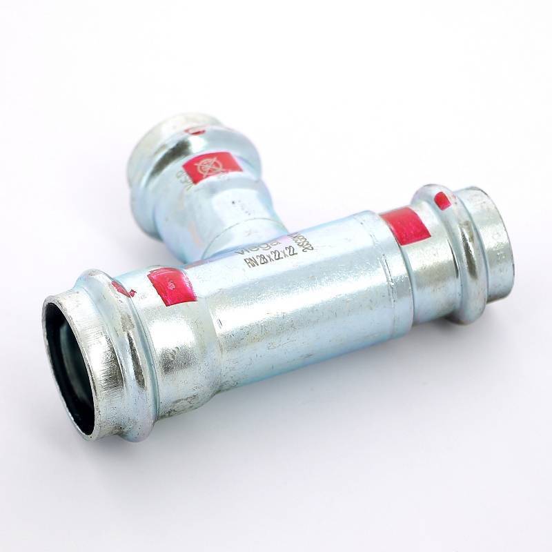 Тройник пресс Viega Prestabo оцинкованная сталь 28х22х22 мм 642693